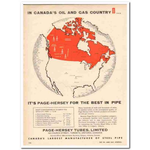PAGE-HERSEY TUBES LIMITED 1959 oil gas country best pipe vintage ad
