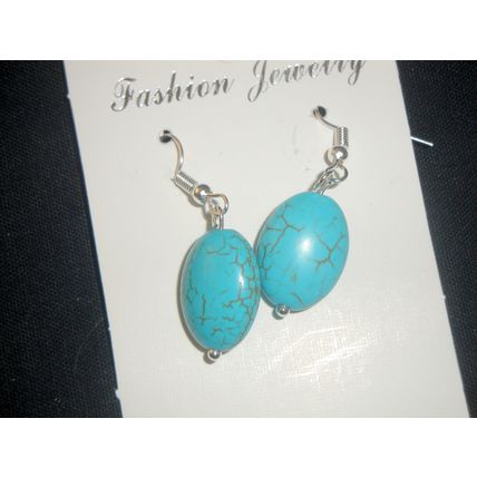 Delightful Turquoise dyed oval howlite drop earrings