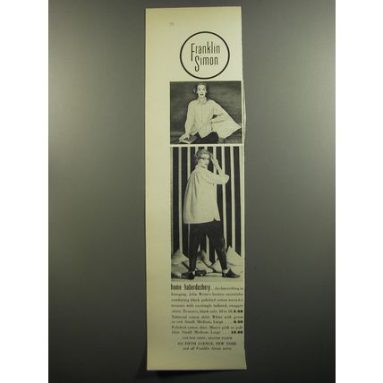 1952 Franklin Simon John Weitz Trousers and Shirt Ad - Home Haberdashery