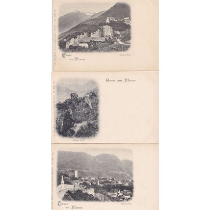 Gruss Aus Meran Austria Tapienerweg Schloss Tirol 3x Antique Postcard s