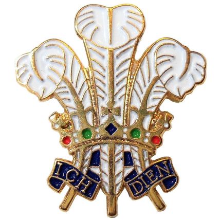 Prince of Wales Feathers Welsh Heraldic Plume 24c Gold Pl Military Army Badge