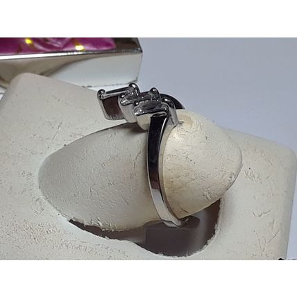 3 Straight Baguette & Round CZ .66cttw offset channel Sterling Silver Ring#17911