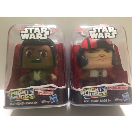 2 New Star Wars Mighty Muggs Figures - Poe Dameron & Finn