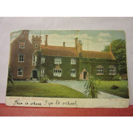 GRAMMAR SCHOOL, COLCHESTER, ESSEX , used antique postcard 1907 pm /
