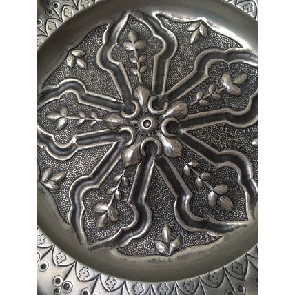 Stunning Pewter Tray Fruit Tray Wall Plaque With Axe & Star Stamps Collectable