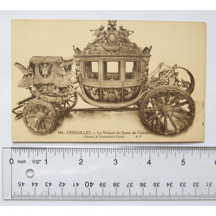 vintage postcard Versailles, Charles X Coronation's Coach