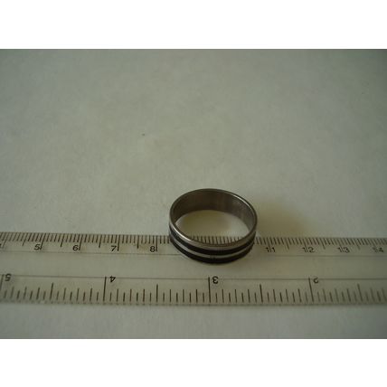 Vintage Stainless Steel Black Enamel Band Ring UK size U US size 11