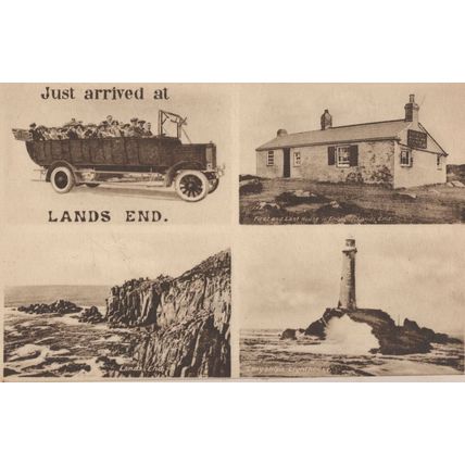 Vintage Old Limousine Saloon Car Lands End Cornwall Postcard