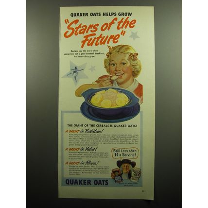 1949 Quaker Oats Ad - Quaker Oats helps grow Stars of the Future