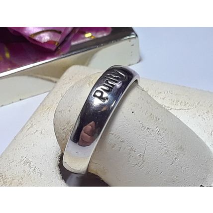 Estate 5.0mm half round "Purity" engraved Sterling Silver S-9 Band Ring #19516