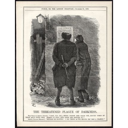 THREATENED PLAGUE OF DARKNESS 1889 Sir John Tenniel PUNCH CARTOON PAGE