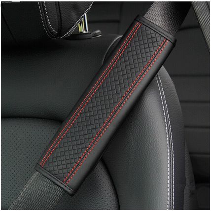 Strap Pad Shoulder Comfort Cushion Harness 2PCS PU Leather Car Seat Belt Cover