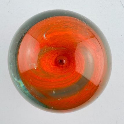 Handblown Glass Orange Swirl Art Figurine or Paperweight