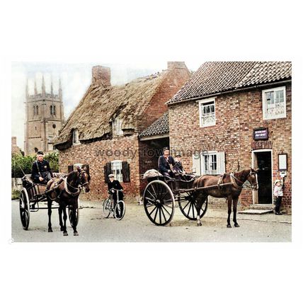ptc1429 - Lincs - Beckingham Post Office with Horse & Cart Mailmen - print 6x4