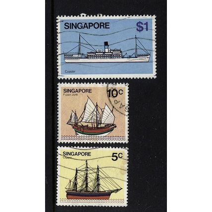 SINGAPORE Group 3 stamps inc $1 Ships series - good perfs off paper GC