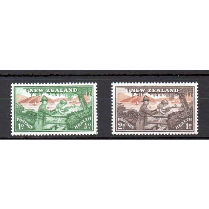 New Zealand 1946 Health Stamps-Soldier Helping child MNH set S.G. 678-679
