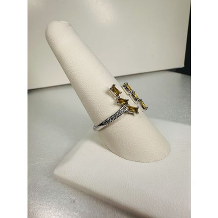 Bomb Party Sz9 BP Ring Fashion Jewelry RBP Sunset Cluster Split Rhodium P Band