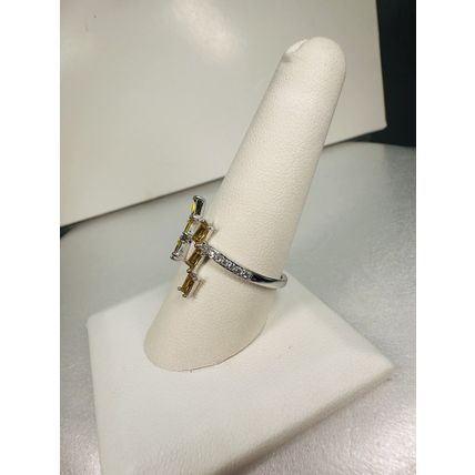 Bomb Party Sz9 BP Ring Fashion Jewelry RBP Sunset Cluster Split Rhodium P Band