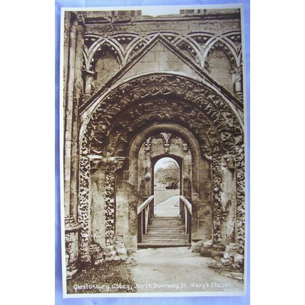 vintage postcard Glastonbury Abbey, North Doorway