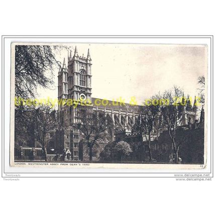 LONDON, WESTMINSTER ABBEY FROM DEAN'S YARD, ENGLAND, 1946, Postcard