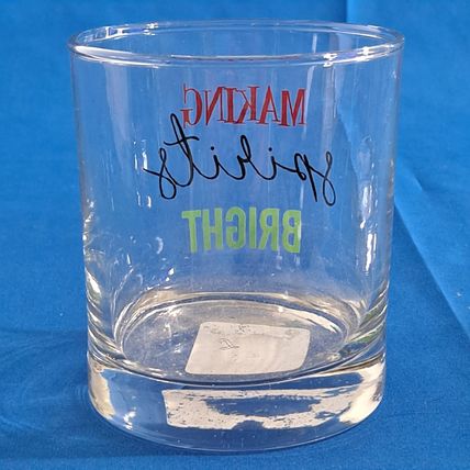 NEW Set 2 Christmas "Making Spirits Bright" Old Fashioned 11 oz Glasses Rock