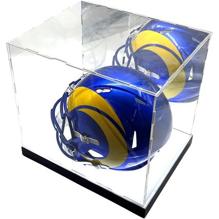LED Lights Full Size Football Helmet Sneaker Mirror Memorabilia Storage Box Acry