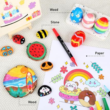 120 Colors Acrylic Paint Markers, Dual Tip Fine and Brush Tips Pens Contain 24 M