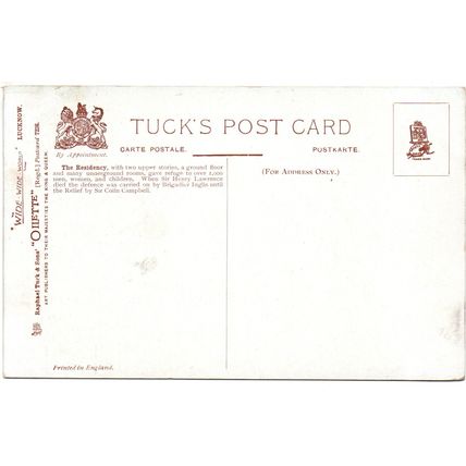 OILETTE POSTCARD OF THE RESIDENCY LUCKNOW INDIA (4305)