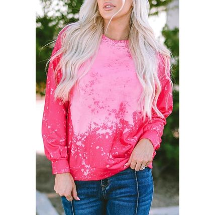 Rose Tie Dye Long Sleeve Pullover Sweatshirt