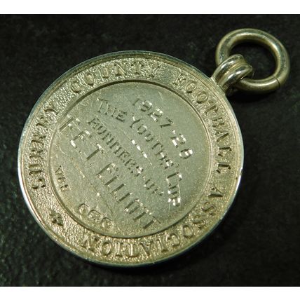 Vintage Solid Silver Enamel Watch Chain Fob Medal 1927 Surrey County Football