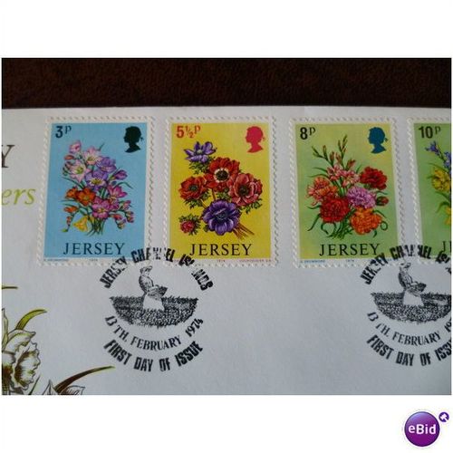 Jersey 1974 Spring Flowers 3 fine used stamps Freesias Anemones Carnations