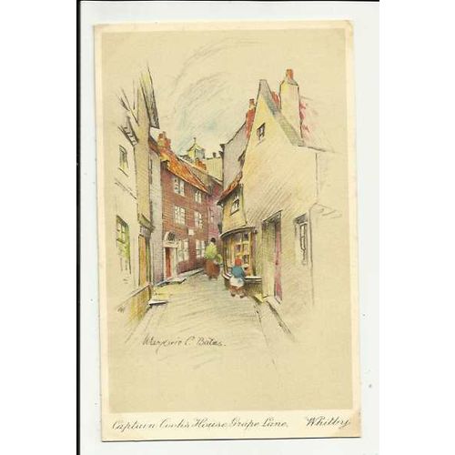 Yorkshire WHITBY Grape Lane Art Postcard by Marjorie C. Bates
