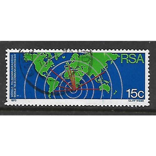 SOUTH AFRICA 1973 15c WORLD COMMUNICATIONS DAY SG 338 FINE USED#