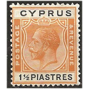 Cyprus 1924 SG107 1 1/2pi Orange & Black Mounted Mint . ..
