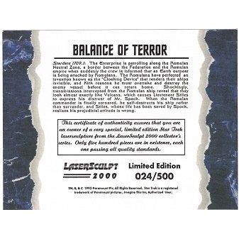 STAR TREK ' LASERSCULPT ' MR.SPOCK in BALANCE OF TERROR (1993)