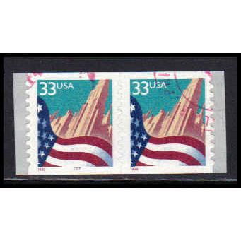 Used 3281 33c U.S. Flag Over City Fine CNP Left 7777 PA2090