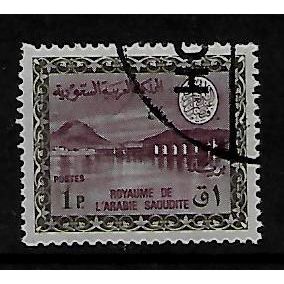 SAUDI ARABIA 1960 TYPE 67 1p WADI HANIFA DAM PURPLE & OLIVE SG413 FINE USED#2