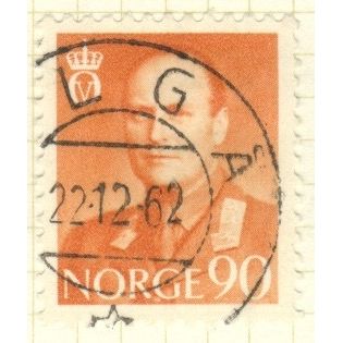 Norway 1958 - SG484 - 90ore orange - King Olav V - used 2