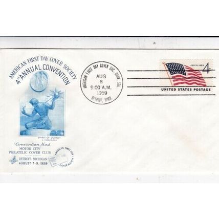 United States 1959 First Day Cover Society 4th Convention FDC Detroit Cancel VGC