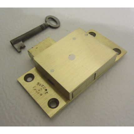 Antique Cabinet Cupboard Lock Solid Brass Has 1 working key 2 Levers 1920s era
