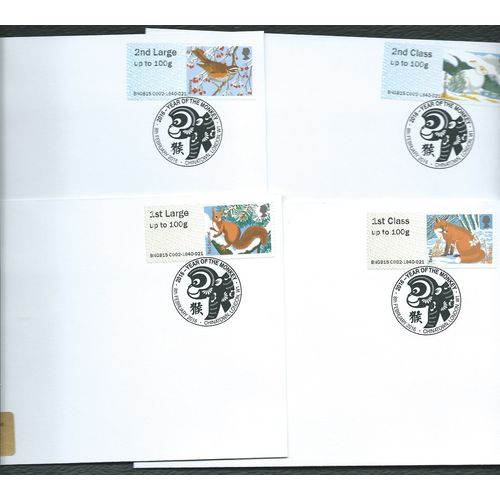 2016 (SET) 'FUR AND FEATHERS (4 COVERS) + YEAR OF THE MONKEY 'PMK (EBIDPACK3720)