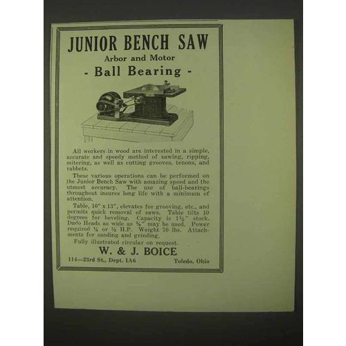 1922 Boice Junior Bench Saw Ad