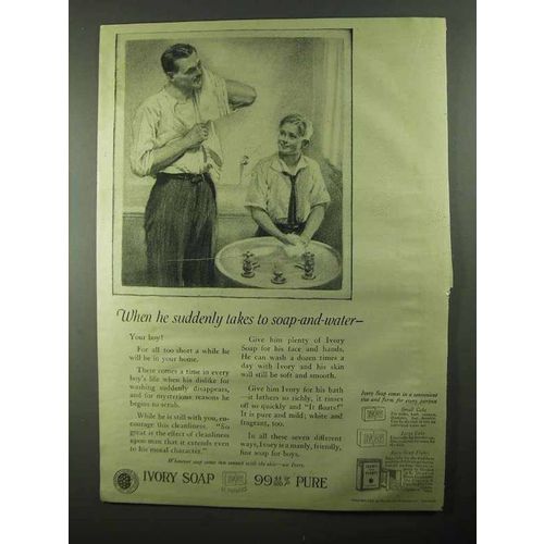 1922 Ivory Soap Ad - When He Suddenly Takes To