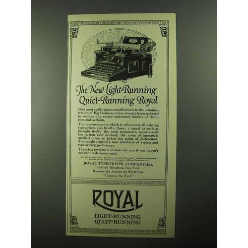 1922 Royal Typewriter Ad - Light-Running Quiet-Running