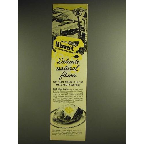 1948 Swift's Allsweet Oleomargarine Ad - Delicate natural flavor