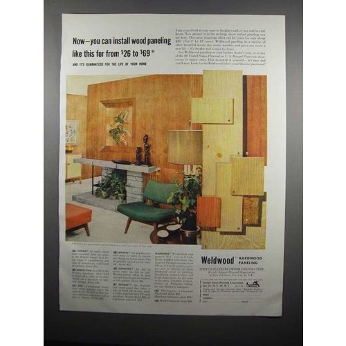1954 Weldwood Hardwood Paneling Ad - You Can Install