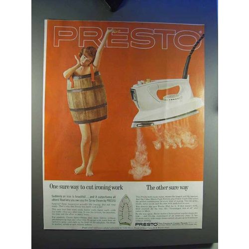 1964 Presto Spray Steam Iron Ad - Cut Ironing Work