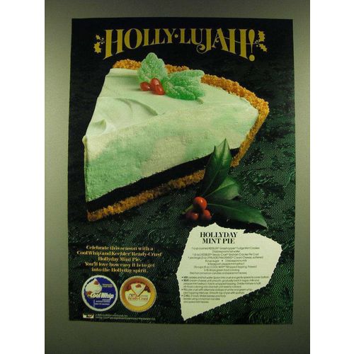 1990 Cool Whip and Keebler Ready-Crust Ad - Holiday Mint Pie recipe