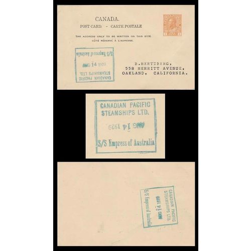 Canada CP Steampships Ship Mail 1929 - SS Empress of Australia - Admiral PC