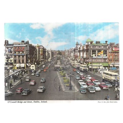 O'CONNELL STREET & BRIDGE, DUBLIN, IRELAND used postcard 1973 pm J Hinde =